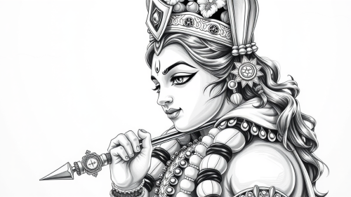 Anime Style Lord Krishna Pencil Sketch Designs