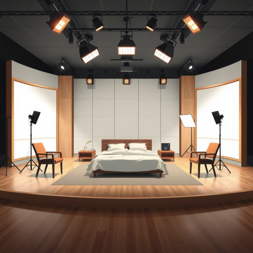 Anime TV Studio with Bed and Chairs