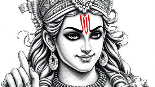 Anime-style 4K Lord Krishna Pencil Sketches