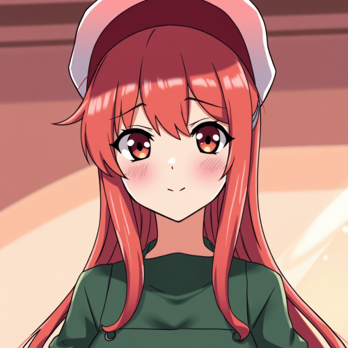Anxious Red-Haired Anime Pizza Delivery Girl