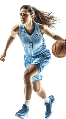 Argentinian Female Basketball Player in Light Blue Outfit