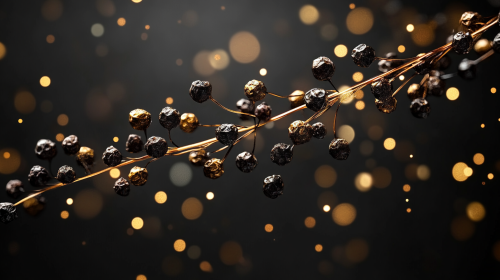 Artistic Display of Kampot Peppercorns With Gold Flakes