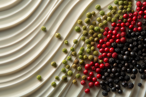 Artistic Kampot Pepper Display on Minimalist Plate