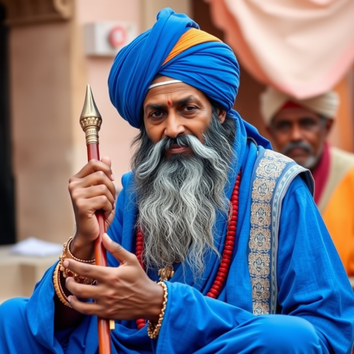 Baba Deep Singh Ji Praying in Blue Attire