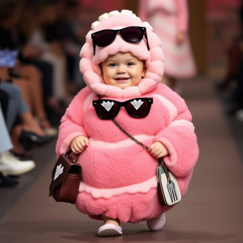 Baby Dressed as Strawberry Cake at Paris Fashion Week