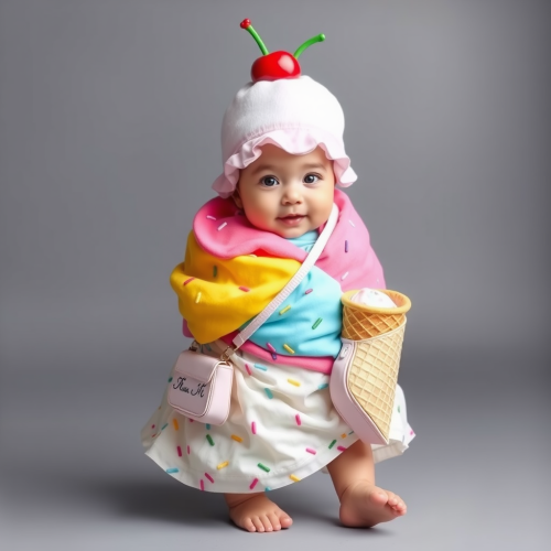 Baby Dressed in Ice Cream Cone Outfit