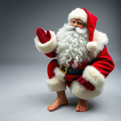 Barefoot Santa in a Realistic Portrait