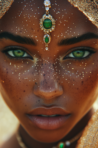 Beautiful African Woman in Green Gemstone Jewelry