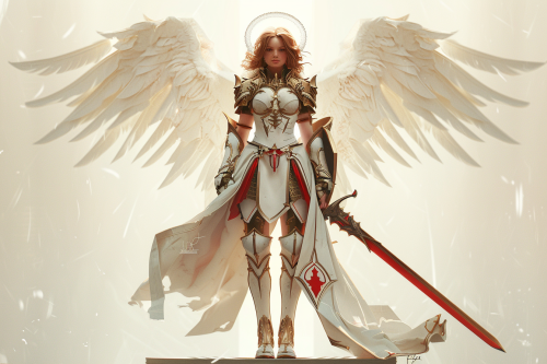Beautiful Angel Warrior in White Armor