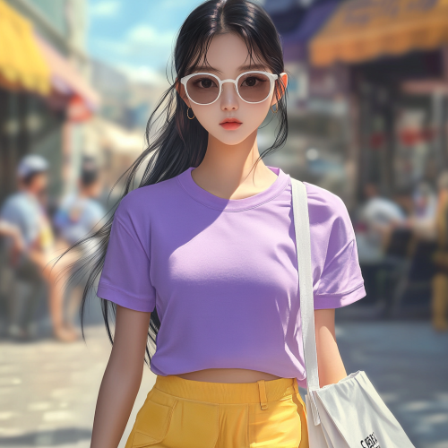 Beautiful Korean Teenage Girl in City Street
