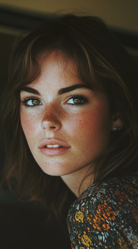 Beautiful Woman Poses for Realistic 1970s Photo