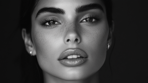Beautiful black and white portrait of Brazilian girl