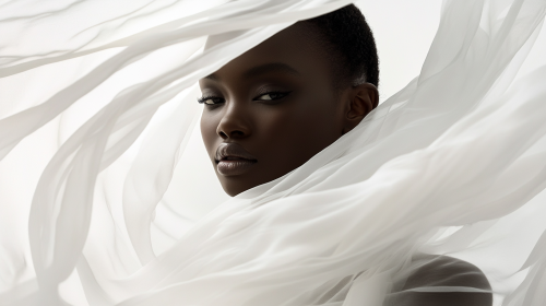 Beautiful model in flowing silk dress