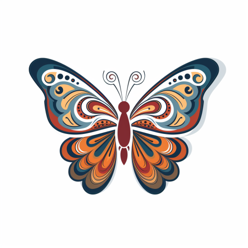 Beautiful symmetrical butterfly with flower wing