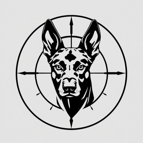 Belgian Malinois Head in Scope Crosshairs Logo