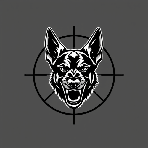 Belgian Malinois Head in Scope Crosshairs Logo