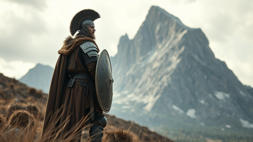 Bible Warrior Looking Towards a Huge Mountain