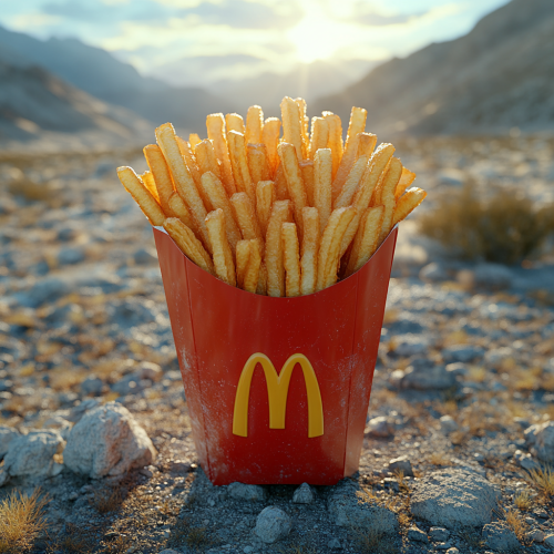 Big McDonald’s french fries seen from above