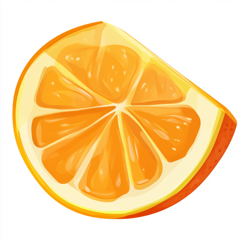 Big Orange Wedge with Glare, Cartoon Style, Flat View