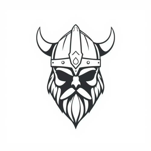 Black and white simple viking helmet schematic