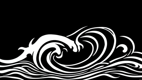 Black and white water design in Maori style.