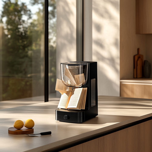 Blender blending books of knowledge in kitchen