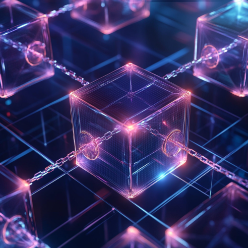 Blockchain technology: connected blocks symbolizing security and transparency