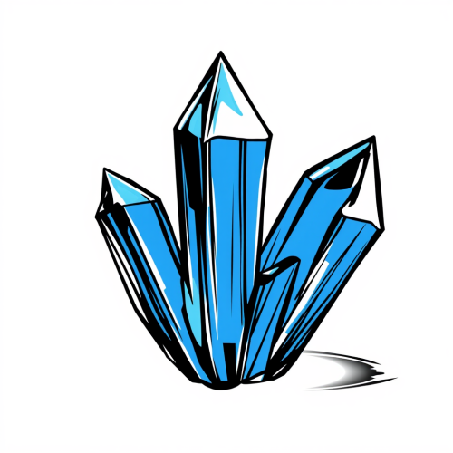 Blue crystal with black outline on clear background