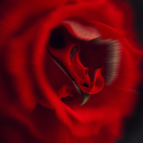 Blurred Griffin and Red Rose in Film Noir Style
