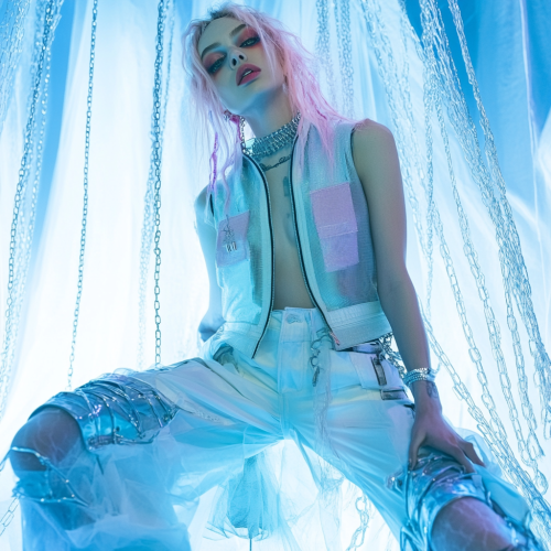 Bold Cybercore Look with Blue Lighting