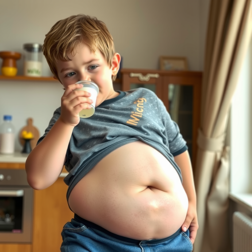 Boy Drinking Weight Gain Shake Gets Fat Belly