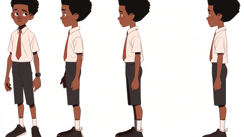 Boy in Afrocentric attire, simple line drawing