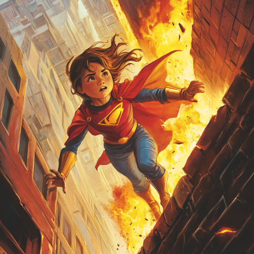 Brave girl in superhero outfit saves man from fire