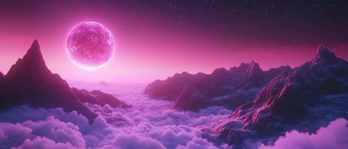 Breathtaking fantasy landscape with exploding planet at night