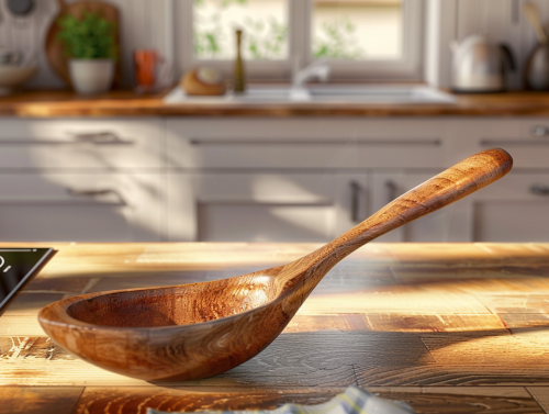 Bright, Photorealistic Wooden Scoop in Kitchen Magazine Cover