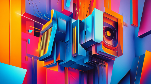 Bright Cubist Image of Power Transformer Energy