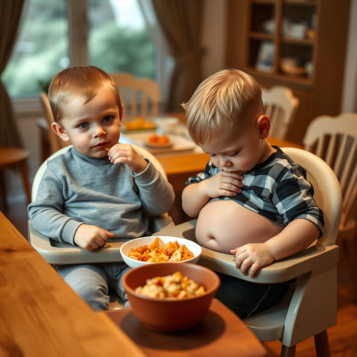 Brothers Eating and Growing Bigger at Dinner