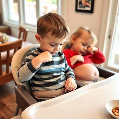 Brothers Enjoying Meal and Getting Bigger in Chairs