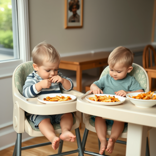 Brothers Overeating at the Dinner Table