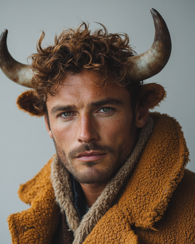 Bull Hybrid Fashion Portrait in Stylish Jacket