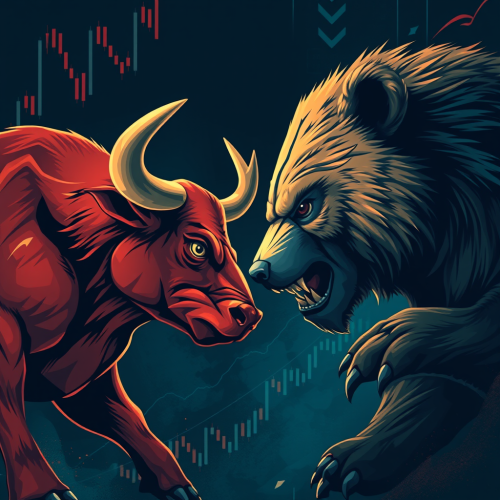 Bull and Bear's Intense Market Face-off Poster