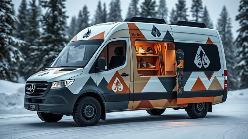 Burton Snowboards' Modern Mercedes Sprinter Van Display