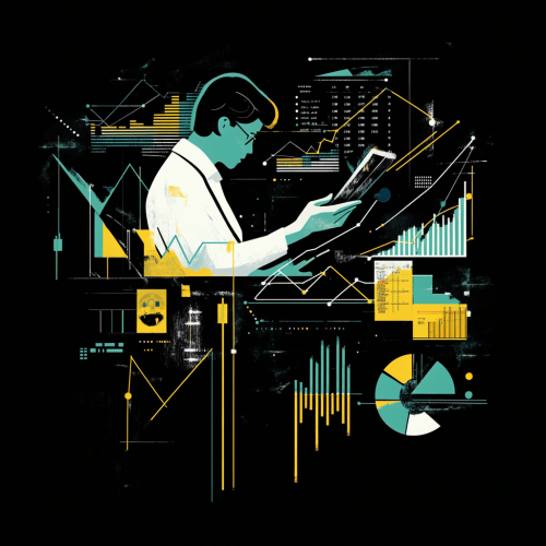 Business person analyzing costs and profits in graphs
