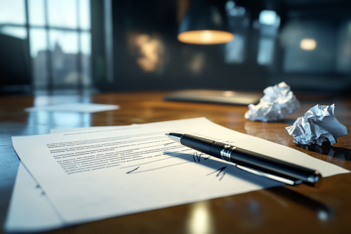 Cancelled Contract: Pen on Document in Office