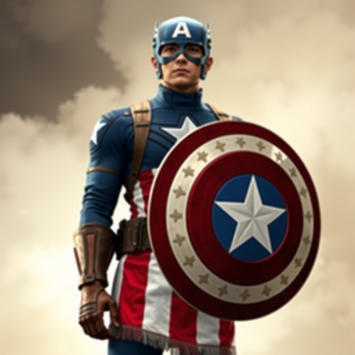 Captain America Wear Filipino Outfit and Holding Shield.