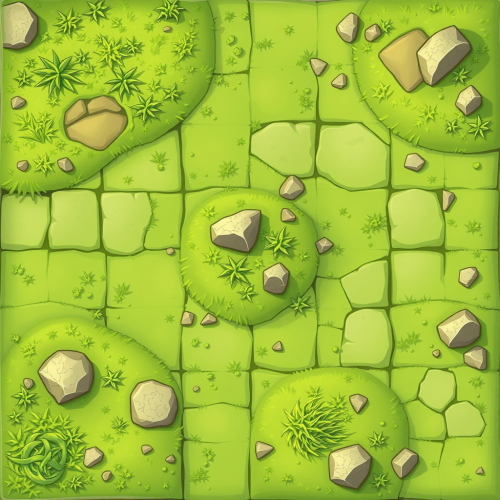 Cartoon grass and rock tiles for video game