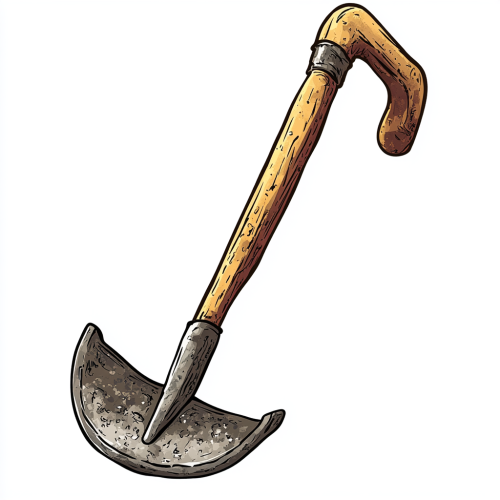 Cartoon image of small garden hoe with hook shape. Cartoon image of small garden hoe with hook shape.