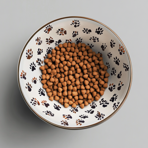 Cat Food in Paw Print Bowl