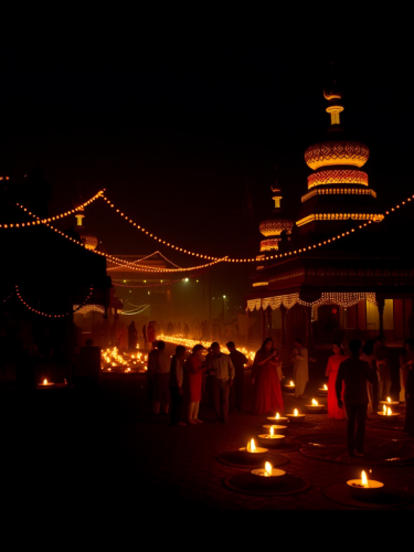 Celebrating Diwali with lights, joy, and colors.