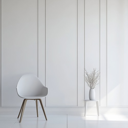 Center area on white wall for wallpaper insertion.